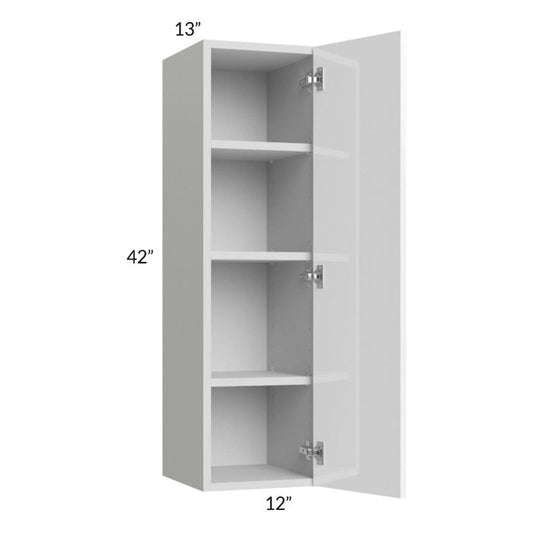 RTA Milan White Gloss 12" x 42" Wall Cabinet-Right Hinged with 1 Finished Side