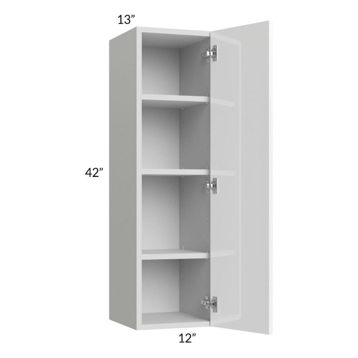 RTA Milan White Gloss 12" x 42" Wall Cabinet-Right Hinged
