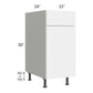RTA Milan White Gloss 15" Base Cabinet-Right Hinged with 2 Finished Sides and 1 Roll Out Tray