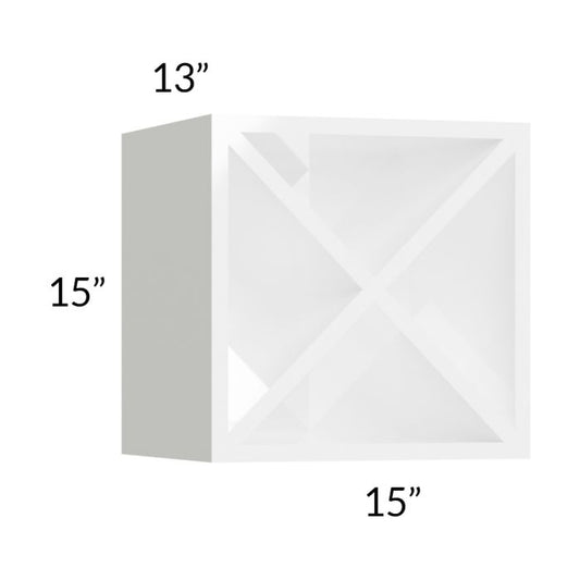 RTA Milan White Gloss 15" x 15" Wine Rack Cabinet