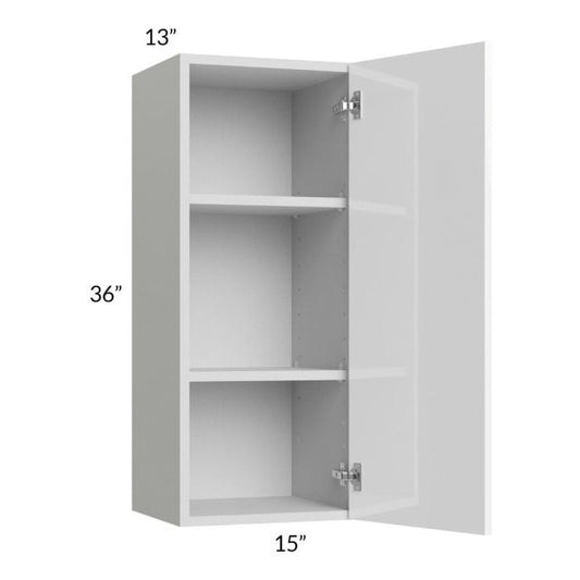 RTA Milan White Gloss 15" x 36" Wall Cabinet-Left Hinged