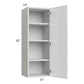 RTA Milan White Gloss 15" x 42" Wall Cabinet-Left Hinged with 2 Finished Sides