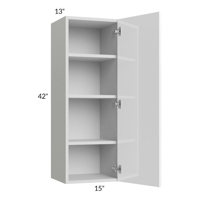 RTA Milan White Gloss 15" x 42" Wall Cabinet-Right Hinged