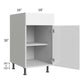 RTA Milan White Gloss 18" Base Cabinet-Right Hinged with 2 Finished Sides and 2 Roll Out Trays