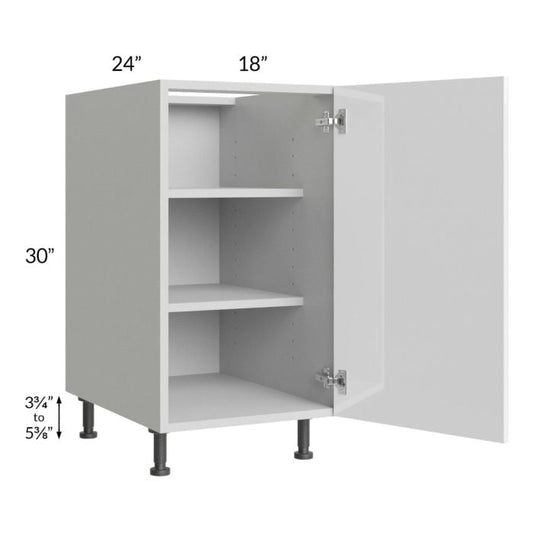 RTA Milan White Gloss 18" Full Height Door Base Cabinet-Left Hinged with Trash Can Pullout