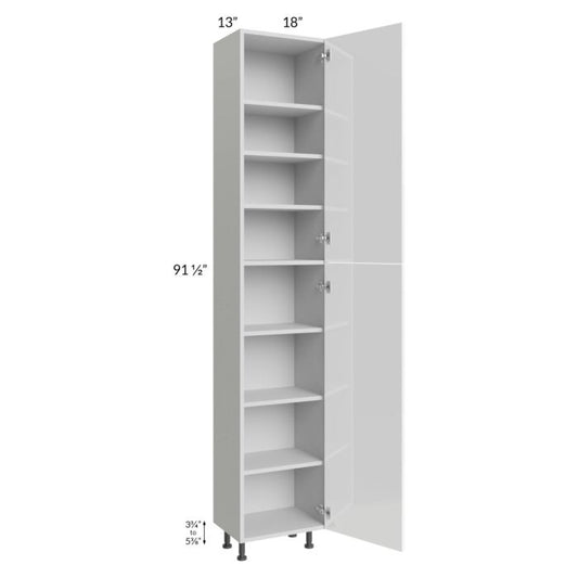 RTA Milan White Gloss 18" x 13" x 96" Pantry Cabinet (13" depth)-Right Hinged