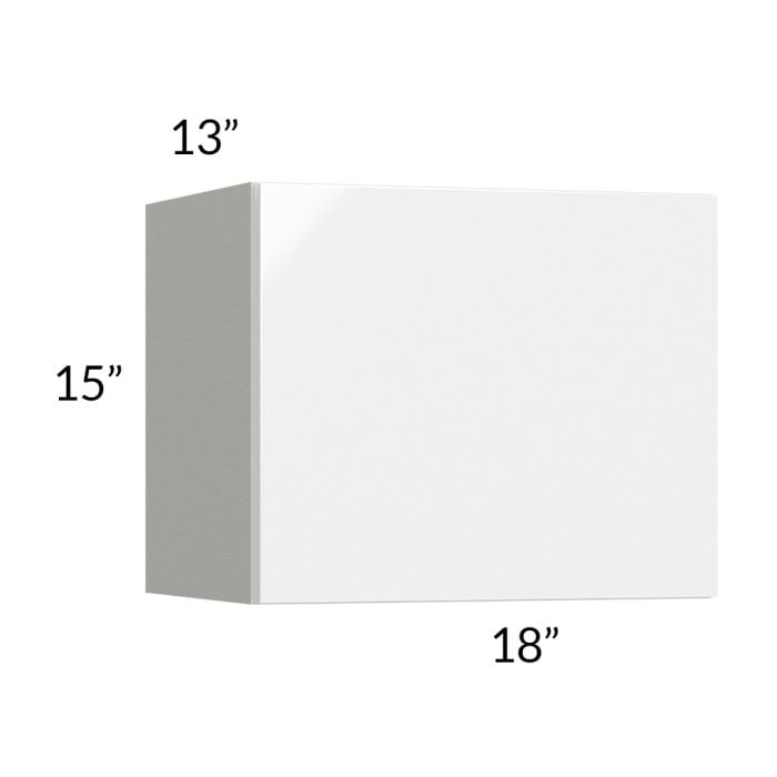 RTA Milan White Gloss 18" x 15" Lift-Up Door Wall Cabinet with 2 Finished Sides