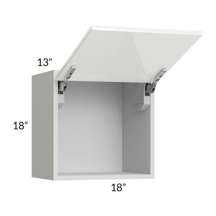 RTA Milan White Gloss 18" x 18" Lift-Up Door Wall Cabinet with 1 Finished Side