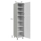 RTA Milan White Gloss 18" x 24" x 84" Pantry Cabinet (24" depth)-Left Hinged with 2 Finished Sides and 2 Roll Out Trays