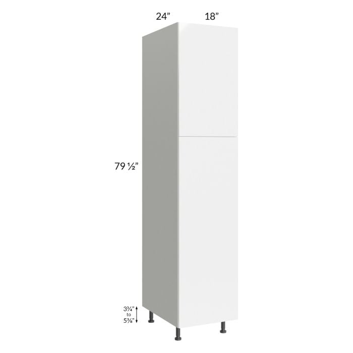 RTA Milan White Gloss 18" x 24" x 84" Pantry Cabinet (24" depth)-Left Hinged with 3 Roll Out Trays