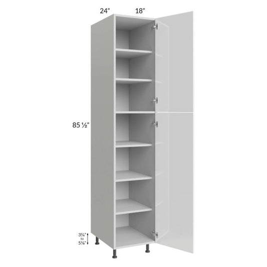 RTA Milan White Gloss 18" x 24" x 90" Pantry Cabinet (24" depth)-Left Hinged with 1 Finished Side
