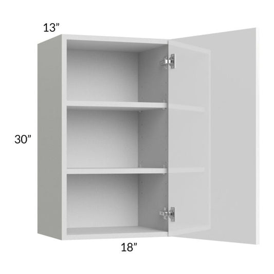 RTA Milan White Gloss 18" x 30" Wall Cabinet-Left Hinged with 1 Finished Side