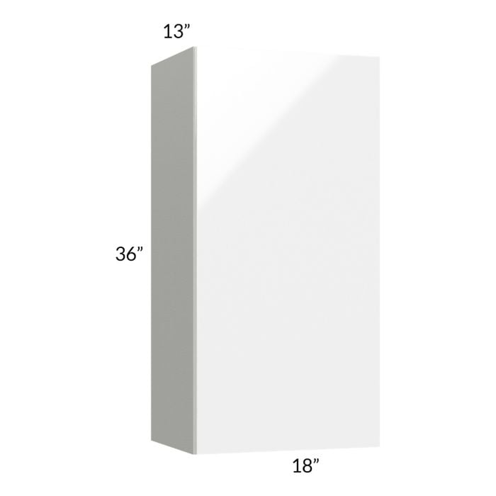 RTA Milan White Gloss 18" x 36" Wall Cabinet-Left Hinged