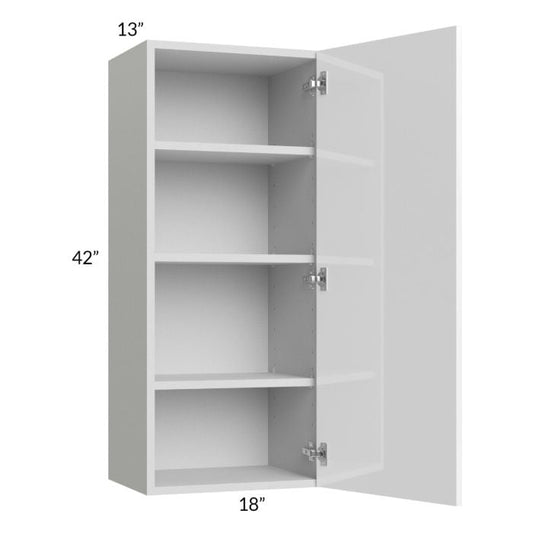 RTA Milan White Gloss 18" x 42" Wall Cabinet-Right Hinged with 1 Finished Side