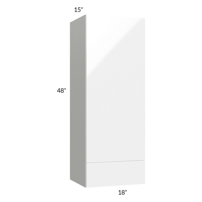 RTA Milan White Gloss 18" x 48" x 15" Wall Cabinet with Drawers-Right Hinged