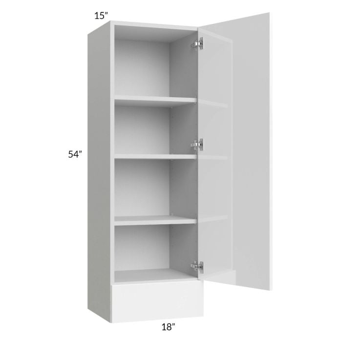 RTA Milan White Gloss 18" x 54" x 15" Wall Cabinet with Drawers-Left Hinged