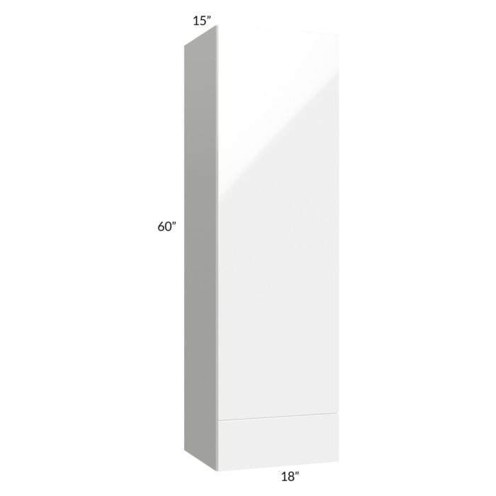 RTA Milan White Gloss 18" x 60" x 15" Wall Cabinet with Drawers-Left Hinged with 1 Finished Side