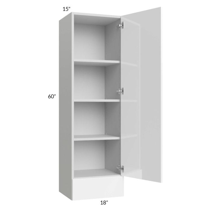 RTA Milan White Gloss 18" x 60" x 15" Wall Cabinet with Drawers-Left Hinged