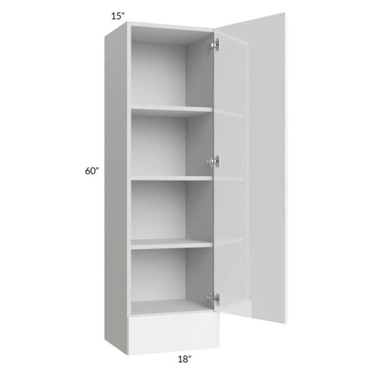 RTA Milan White Gloss 18" x 60" x 15" Wall Cabinet with Drawers-Left Hinged