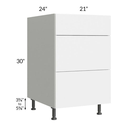 RTA Milan White Gloss 21" 3-Drawer Base Cabinet