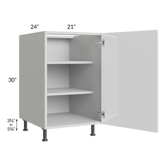 RTA Milan White Gloss 21" Full Height Door Base Cabinet-Right Hinged with 2 Roll Out Trays