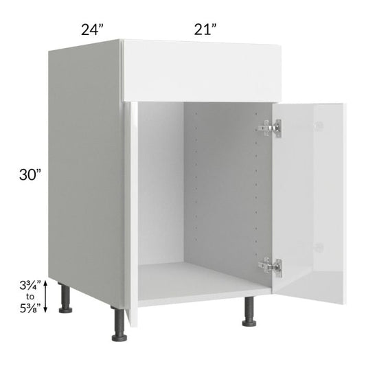 RTA Milan White Gloss 21" Sink Base Cabinet-Right Hinged with 1 Finished Side and Sink Tilt-Out