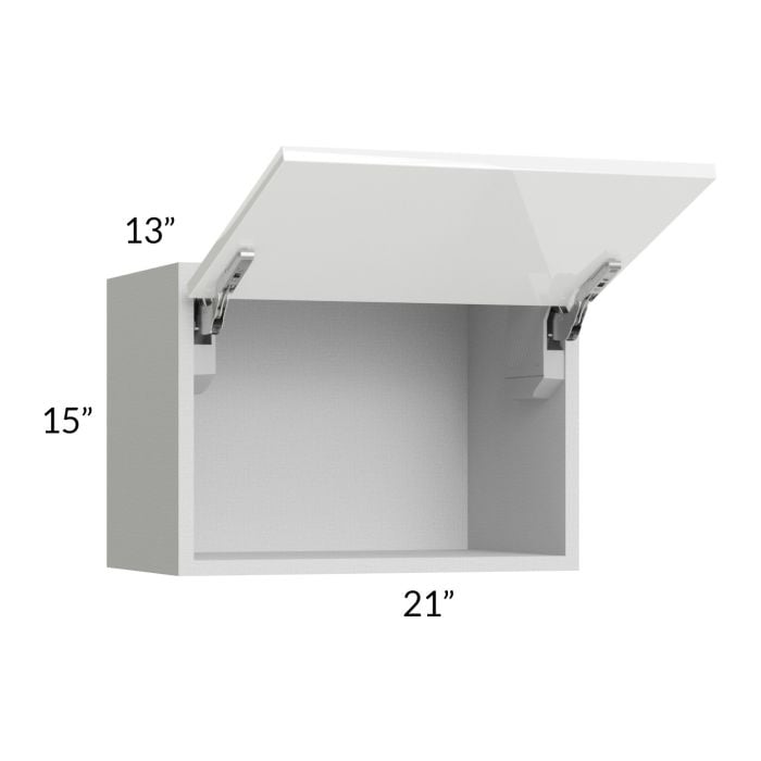 RTA Milan White Gloss 21" x 15" Lift-Up Door Wall Cabinet