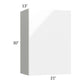 RTA Milan White Gloss 21" x 30" Wall Cabinet-Right Hinged with 1 Finished Side