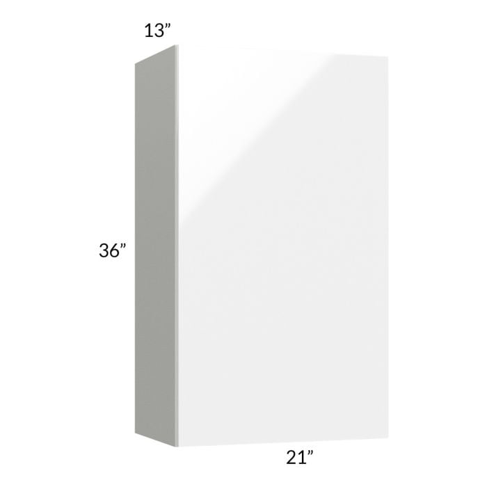 RTA Milan White Gloss 21" x 36" Wall Cabinet-Left Hinged