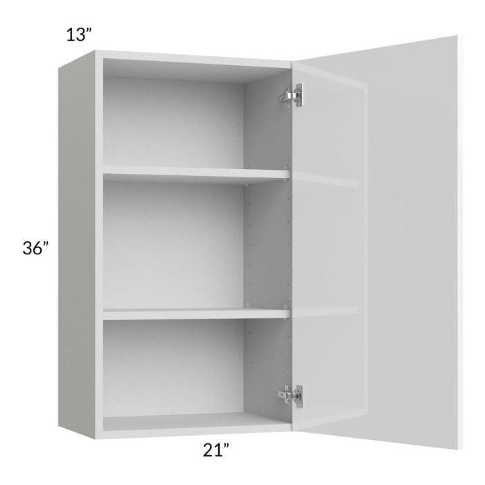 RTA Milan White Gloss 21" x 36" Wall Cabinet-Right Hinged with 2 Finished Sides