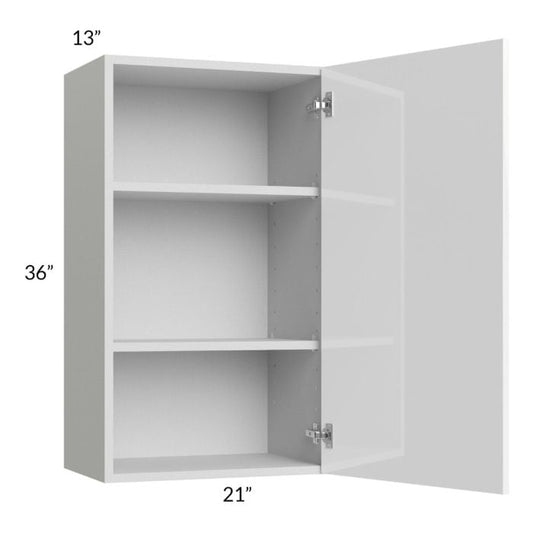 RTA Milan White Gloss 21" x 36" Wall Cabinet-Right Hinged with 2 Finished Sides