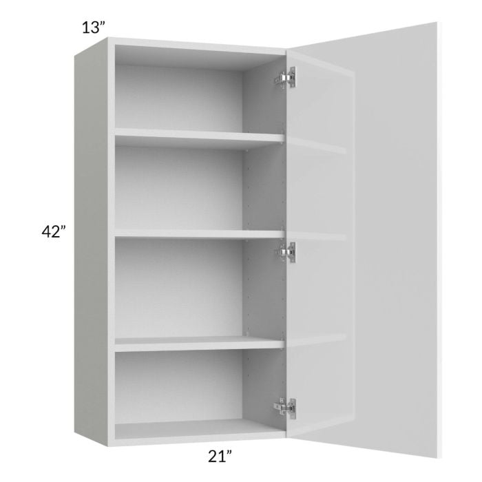 RTA Milan White Gloss 21" x 42" Wall Cabinet-Left Hinged