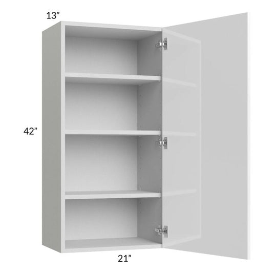 RTA Milan White Gloss 21" x 42" Wall Cabinet-Right Hinged