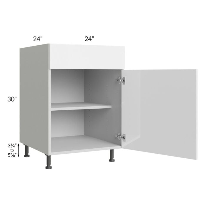 RTA Milan White Gloss 24" Base Cabinet (1 door)-Left Hinged with 1 Finished Side