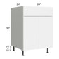 RTA Milan White Gloss 24" Base Cabinet with 1 Finished Side and 2 Roll Out Trays
