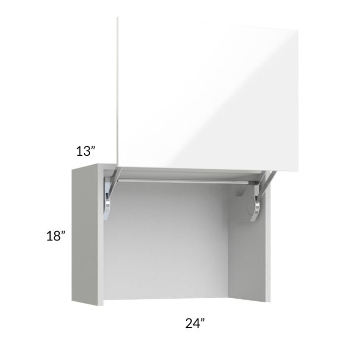 RTA Milan White Gloss 24" Countertop Wall Appliance Cabinet with 2 Finished Sides