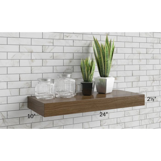 RTA Milan White Gloss 24" Floating Walnut Shelf