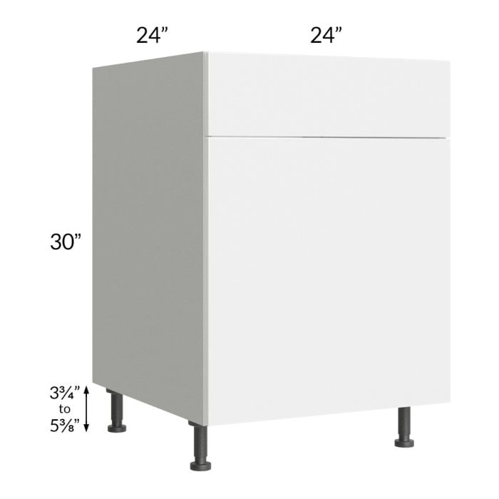 RTA Milan White Gloss 24" Sink Base Cabinet (1 door)-Right Hinged with Sink Tilt-Out