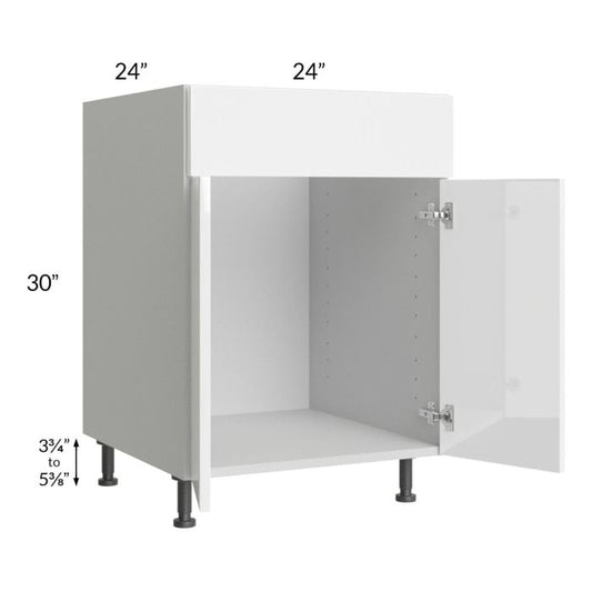 RTA Milan White Gloss 24" Sink Base Cabinet with 1 Finished Side and Sink Tilt-Out