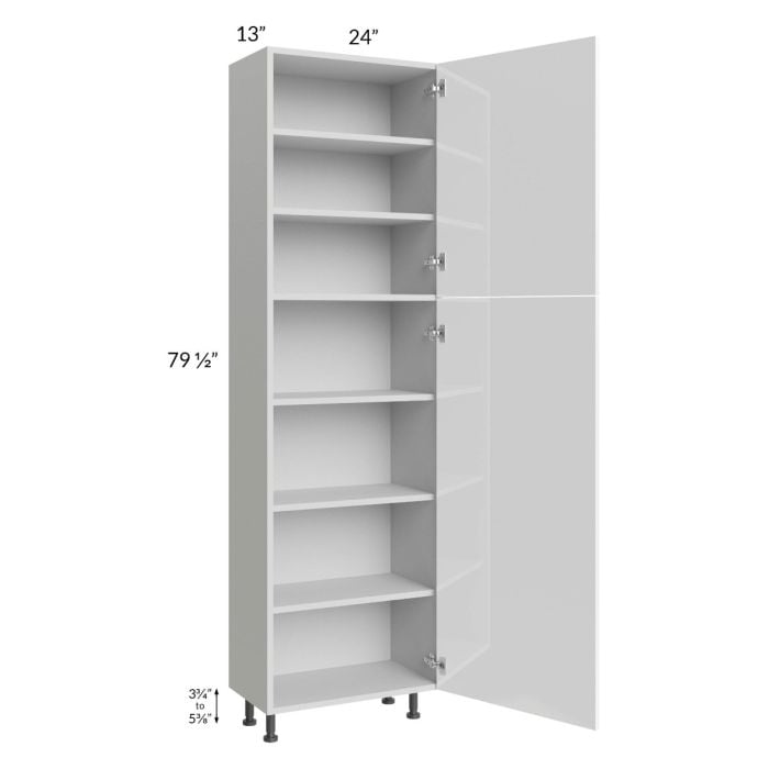RTA Milan White Gloss 24" x 13" x 84" Pantry Cabinet (2 doors, 13" depth)