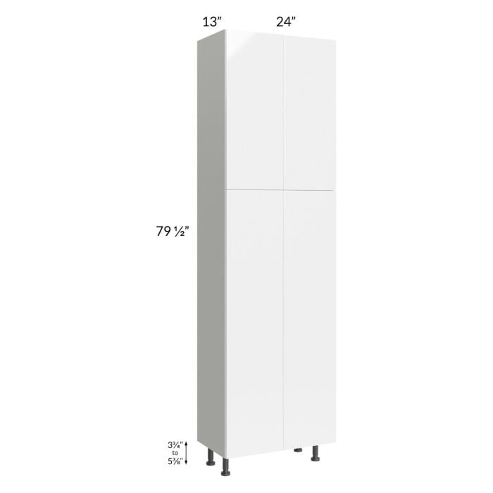 RTA Milan White Gloss 24" x 13" x 84" Pantry Cabinet (4 doors, 13" depth)