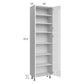 RTA Milan White Gloss 24" x 13" x 84" Pantry Cabinet (4 doors, 13" depth) with 1 Finished Side