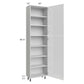 RTA Milan White Gloss 24" x 13" x 90" Pantry Cabinet (2 doors, 13" depth) with 1 Finished Side