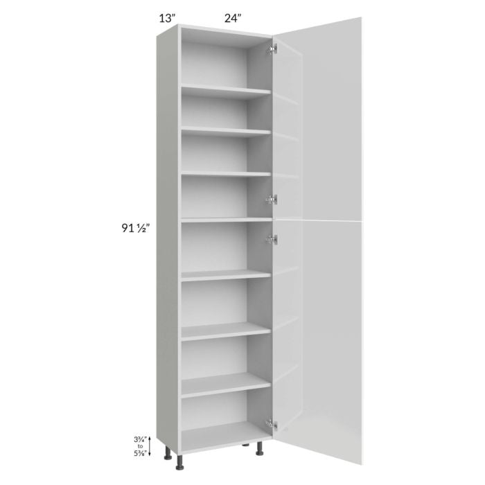RTA Milan White Gloss 24" x 13" x 96" Pantry Cabinet (2 doors, 13" depth)