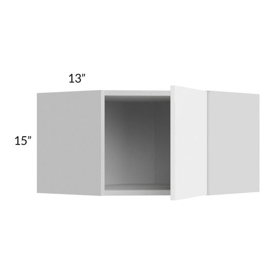 RTA Milan White Gloss 24" x 15" Diagonal Corner Wall Cabinet-Left Hinged