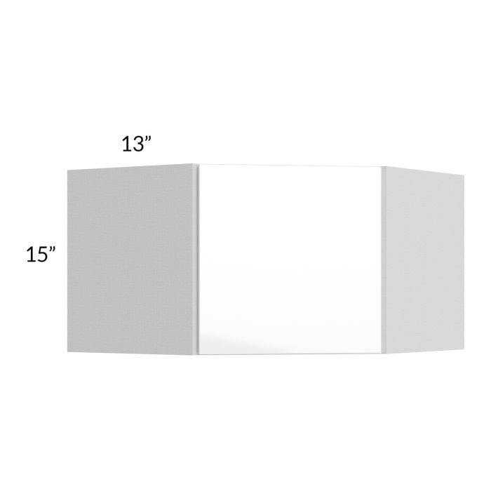 RTA Milan White Gloss 24" x 15" Diagonal Corner Wall Cabinet-Right Hinged with 2 Finished Sides