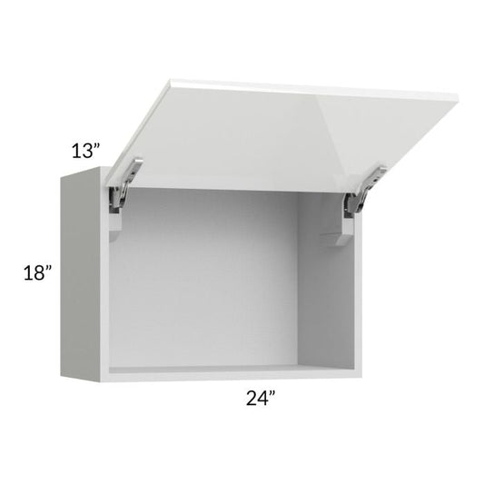 RTA Milan White Gloss 24" x 18" Lift-Up Door Wall Cabinet with 1 Finished Side