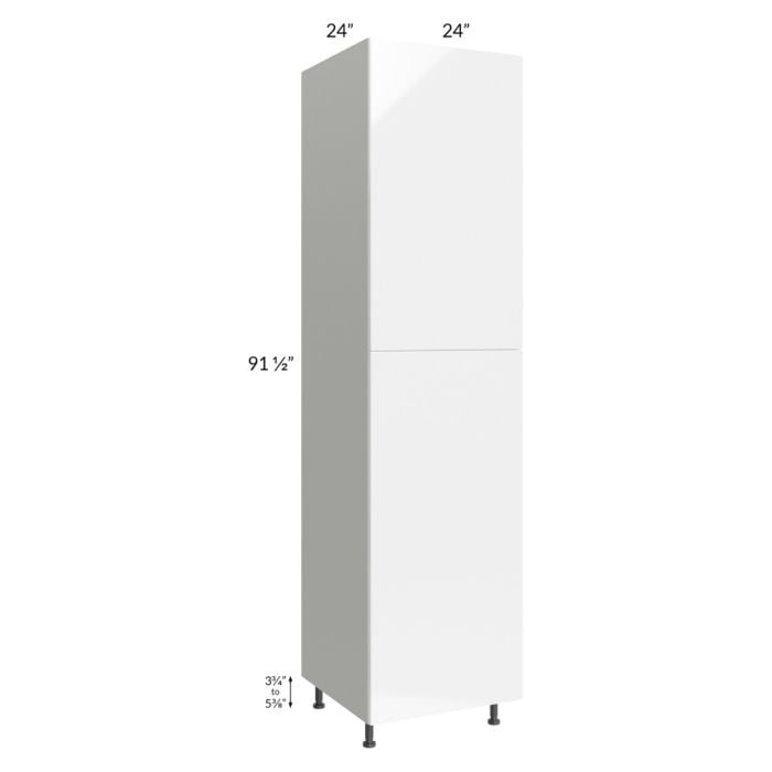 RTA Milan White Gloss 24" x 24" x 96" Pantry Cabinet (2 doors, 24" depth) with 4 Roll Out Trays