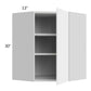 RTA Milan White Gloss 24" x 30" Diagonal Corner Wall Cabinet-Right Hinged with 2 Finished Sides
