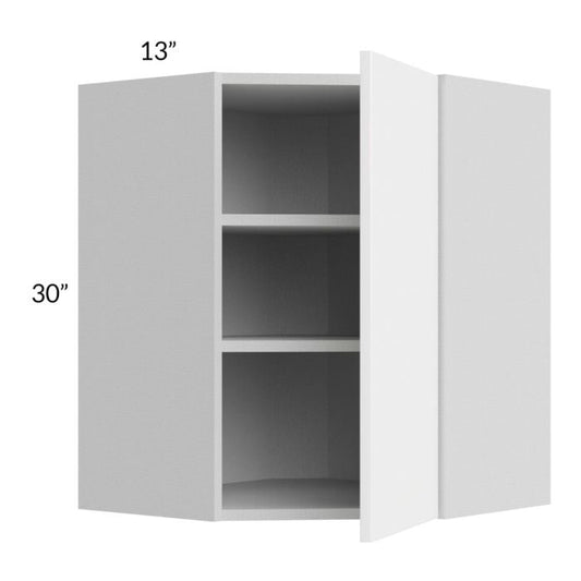 RTA Milan White Gloss 24" x 30" Diagonal Corner Wall Cabinet-Right Hinged